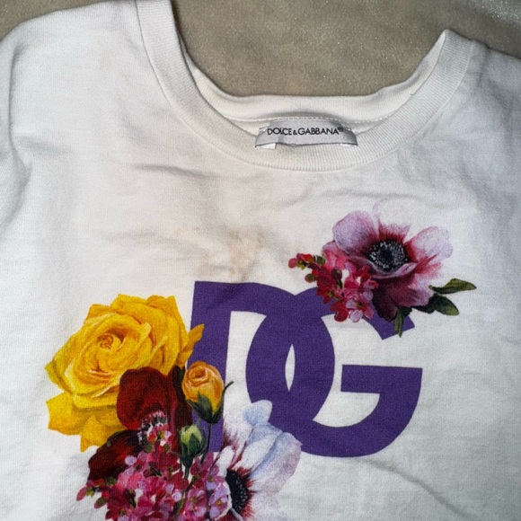 Dolce & Gabbana Kids Purple Logo Floral Tee - Picture 3 of 4